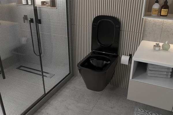 Унитаз подвесной с инсталляцией Abber Rechteck AC1201MB-AC0105-AC0121MB (с кнопкой смыва)