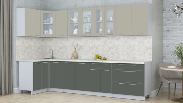 Купить Кухонный гарнитур Интерлиния Мила Пластик 1.2x3.2 в Бобруйске