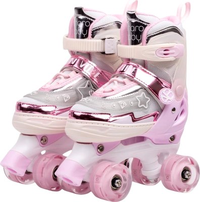 Роликовые коньки Amarobaby Glory / AB24-35GL/0306-26 (р.26-29, бежевый/розовый) - 