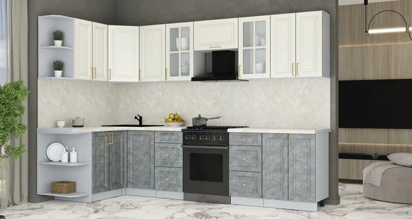 Купить Кухонный гарнитур Интерлиния Мила Шато 1.5x3.0 LV в Бобруйске