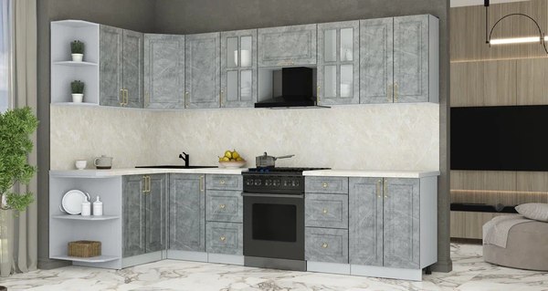 Купить Кухонный гарнитур Интерлиния Мила Шато 1.5x3.0 LV в Бобруйске