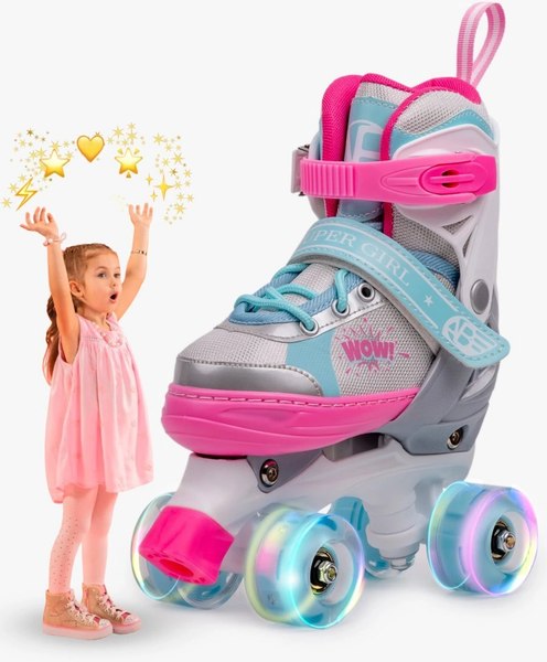 Роликовые коньки Amarobaby Wow / AB24-35WOW/1906-26 (р.26-29, розовый/голубой)
