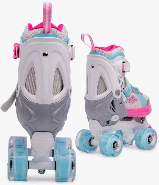 Роликовые коньки Amarobaby Wow / AB24-35WOW/1906-26 (р.26-29, розовый/голубой)
