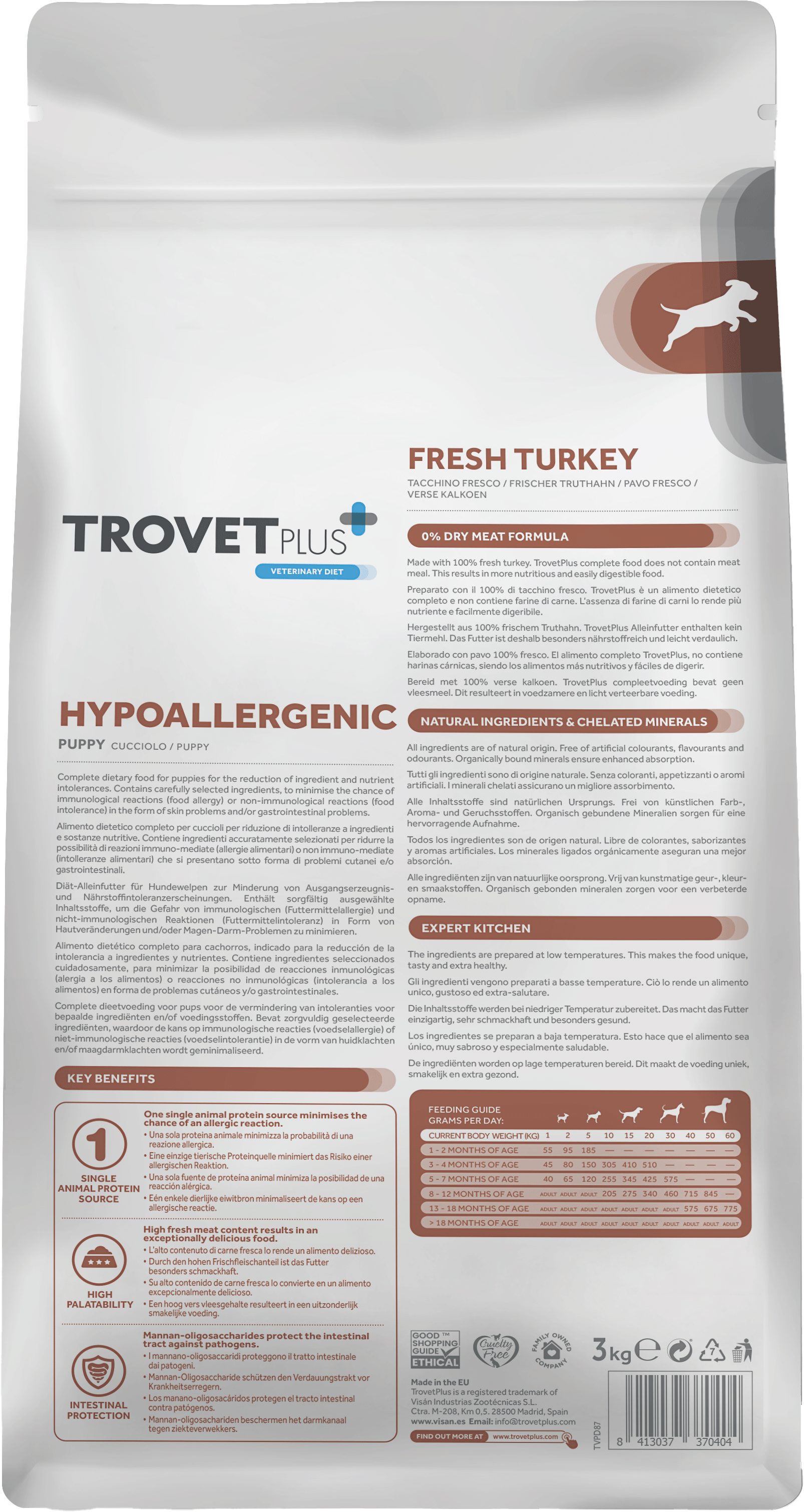Сухой корм для собак Trovet Plus Puppy Hypoallergenic Fresh Turkey (3кг) — фото 2