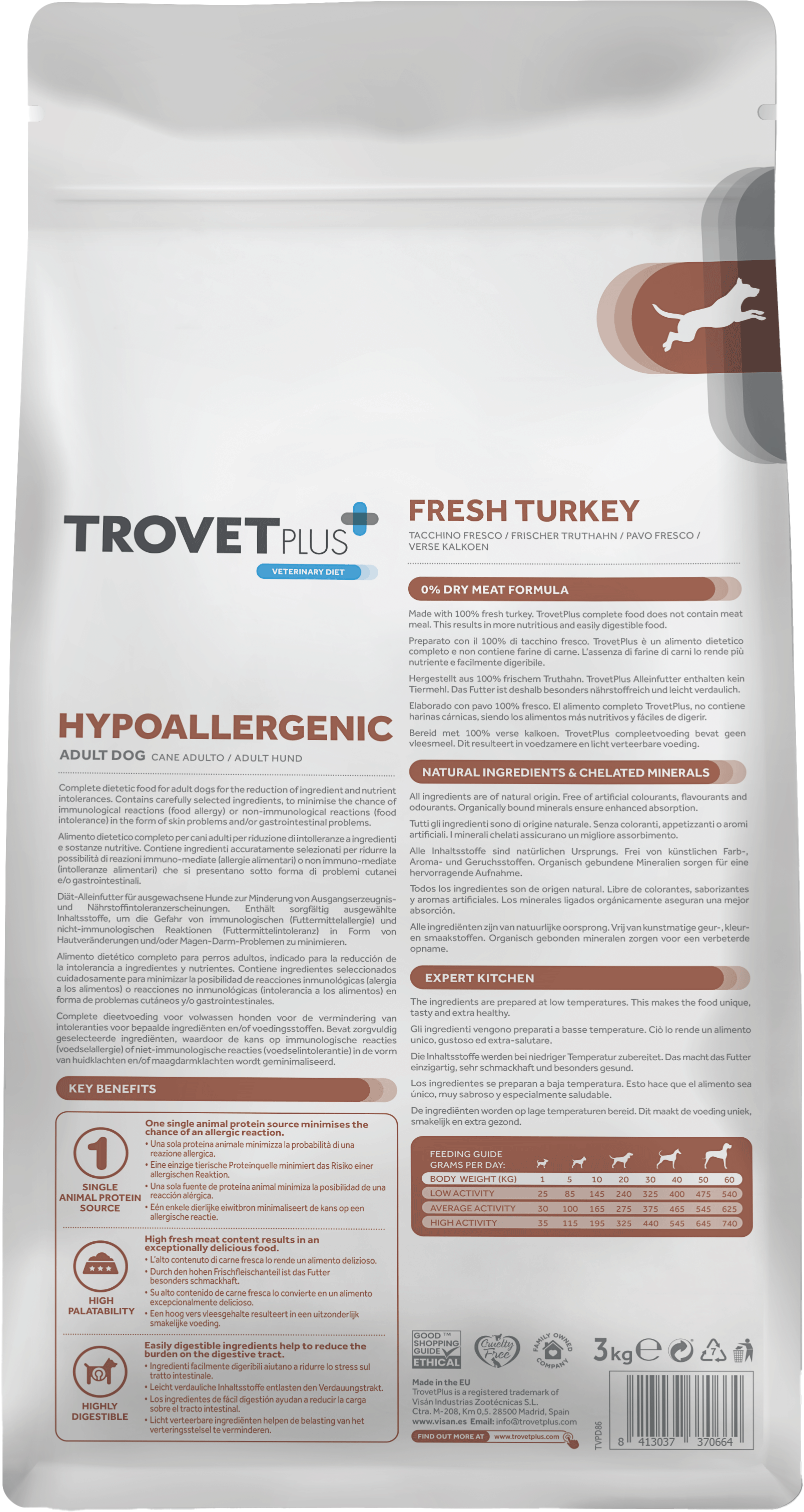 Сухой корм для собак Trovet Plus Adult Dog Hypoallergenic Fresh Turkey (3кг) — фото 2