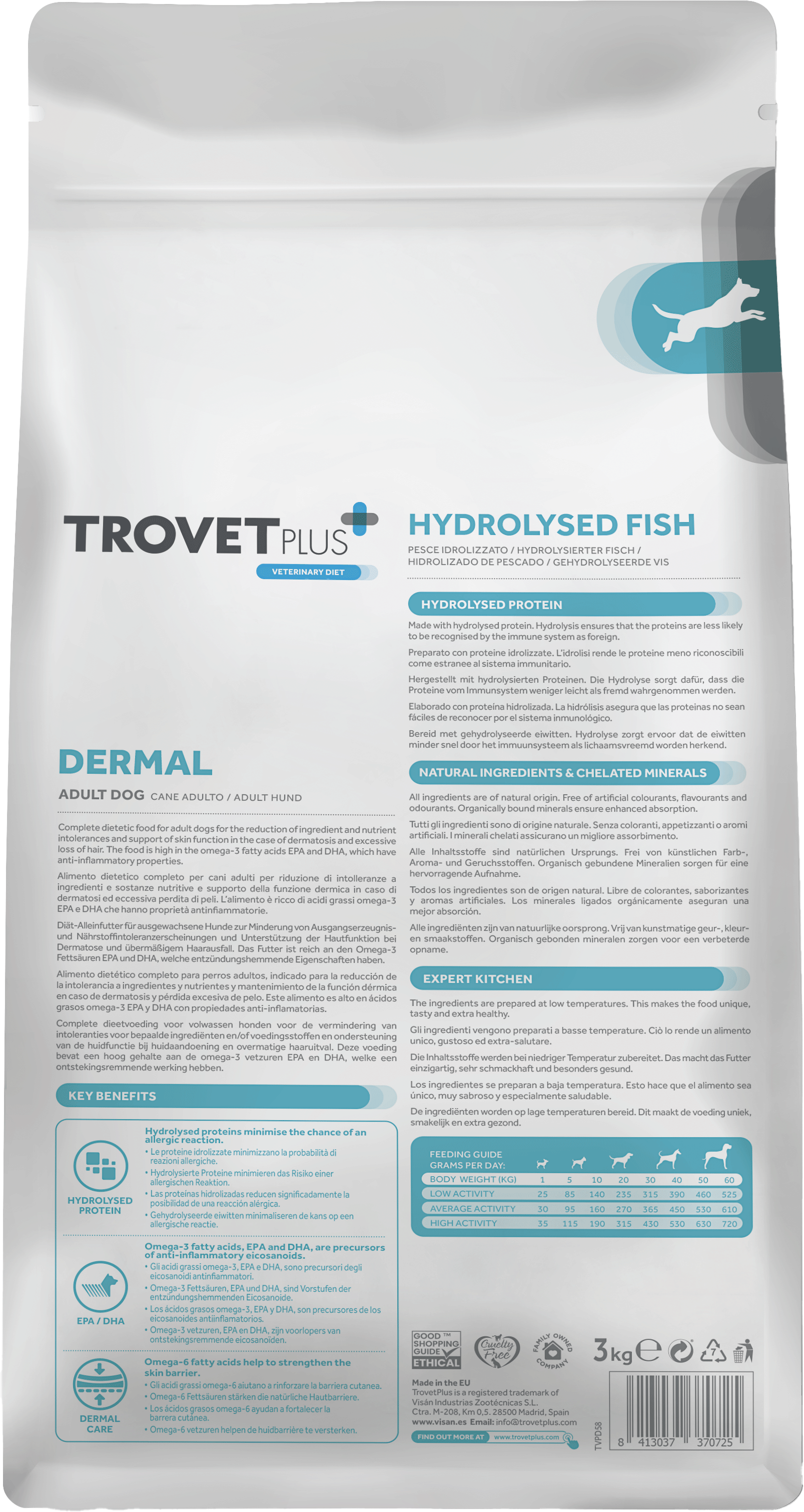 Сухой ветеринарный корм для собак Trovet Plus Adult Dog Dermal Hydrolised Fresh Fish (10кг) — фото 2