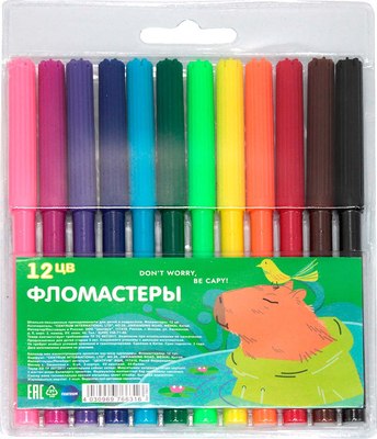 Фломастеры Centrum Капибара на водной основе / 76603 (12цв) - 