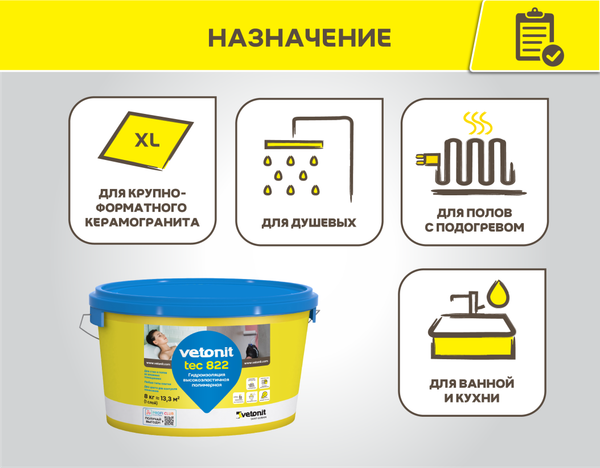 Гидроизоляционная мастика Vetonit Tec 822 (4кг, серый)