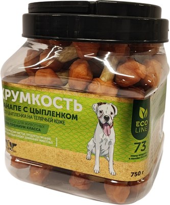 

Лакомство для собак, Хрумкость Мясо цыпленка на телячьей коже