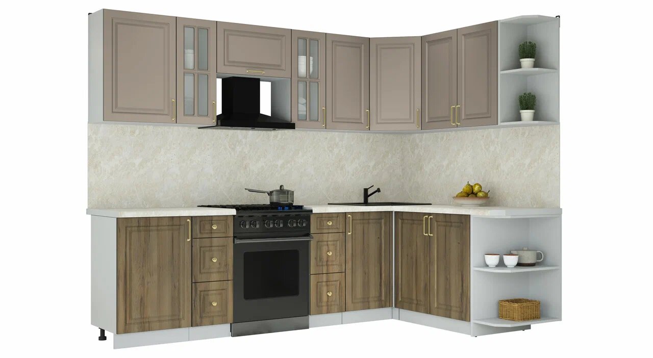 Кухонный гарнитур Interline Мила Шато 1.7x2.7 PR (луна/дуб вотан/опал светлый)
