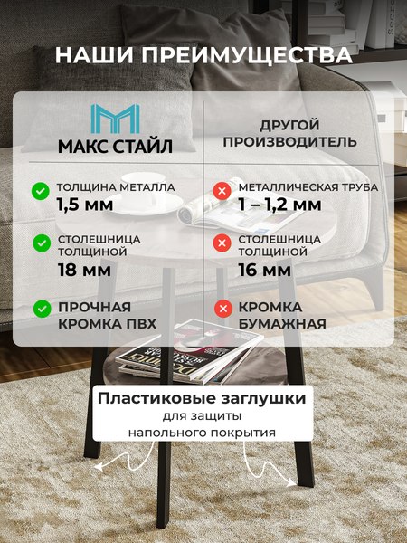 Журнальный столик Макс Стайл СтЖ-525-4-2 (оникс)