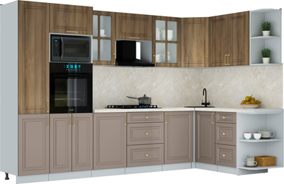 Кухонный гарнитур Интерлиния Мила Шато 1.68x3.2 ВТ PR (дуб вотан/луна/опал светлый) - 