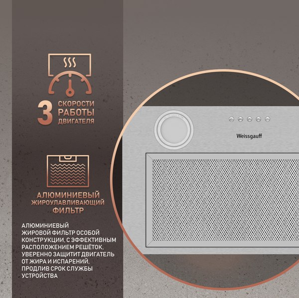 Купить Вытяжка скрытая Weissgauff Box 455 Inox в Бресте