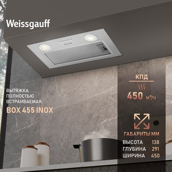 Купить Вытяжка скрытая Weissgauff Box 455 Inox в Бресте
