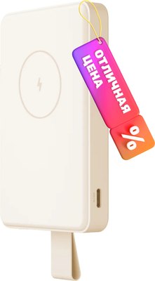 Портативное зарядное устройство Xiaomi Magnetic Power Bank 6000mAh / BHR9074GL (бежевый) - 