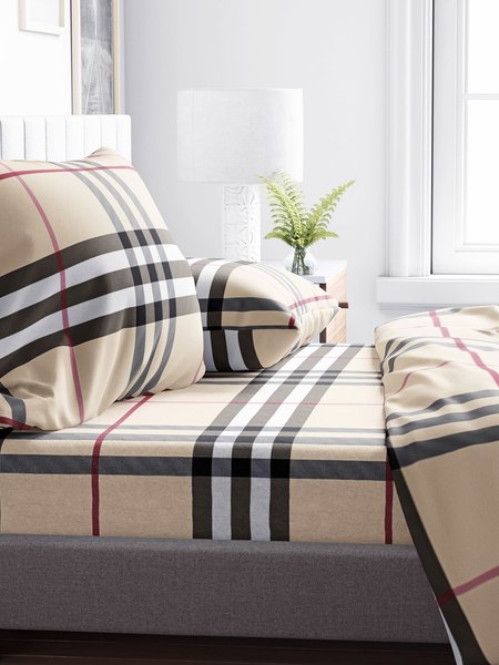 Комплект постельного белья Samsara Burberry 2сп Евро (простыня на резинке)