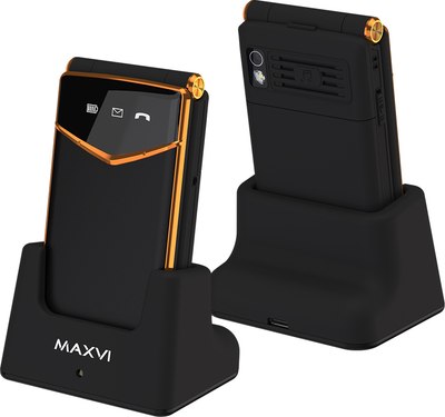 Мобильный телефон Maxvi E 11ds (черный/золотой) - 