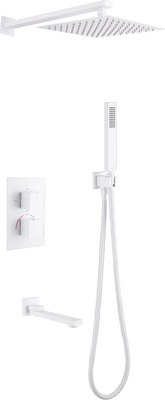 Душевая система со смесителем Abber Daheim AF8250W (белый матовый) - 