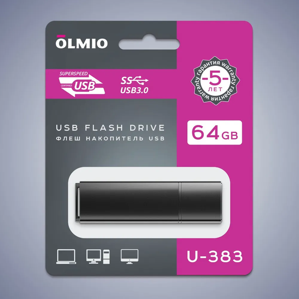 USB flash накопитель Olmio U-383 64GB 3.0 (черный)