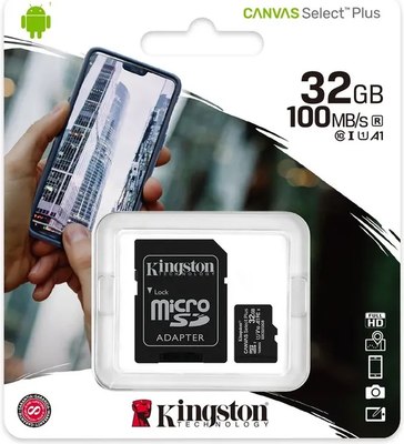 Карта памяти Kingston Canvas Select Plus microSDHC Class 10 UHS-I U1 100MB/s 32GB+ADP - 