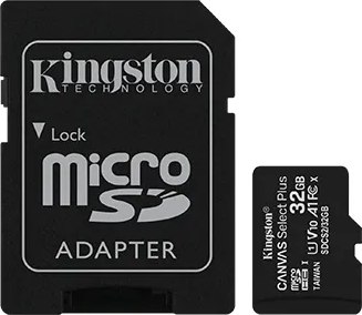 Карта памяти Kingston Canvas Select Plus microSDHC Class 10 UHS-I U1 100MB/s 32GB+ADP