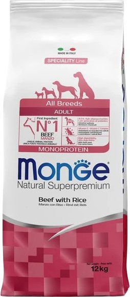Сухой корм для собак Monge Speciality Line Monoprotein с говядиной и рисом