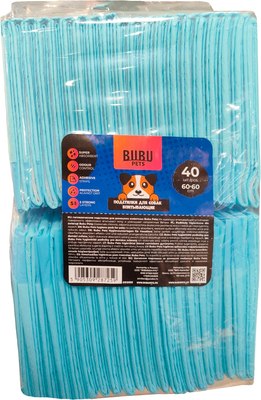 Одноразовая пеленка для животных Bubu Pets 60x60 / PP0001 (40шт, синий) - 