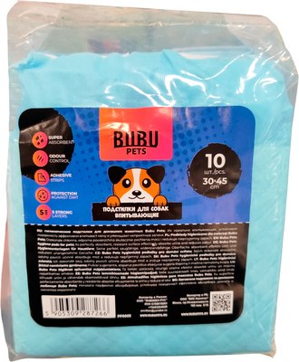 Одноразовая пеленка для животных Bubu Pets 30x45 / PP0002 (10шт, синий) - 