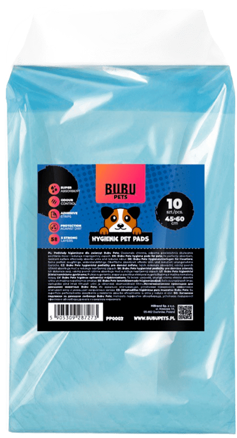 Одноразовая пеленка для животных Bubu Pets 45x60 / PP0003 (10шт, синий)
