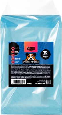 Одноразовая пеленка для животных Bubu Pets 45x60 / PP0003 (10шт, синий) - 