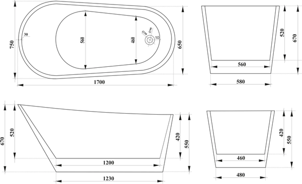 Купить Ванна акриловая Cerutti Spa Viva N 170x75 / 10864 в Солигорске