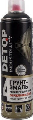 Грунт-эмаль Detop №4 по ржавчине 3в1 DTI-A07721 (650мл, 9004 черный) - 