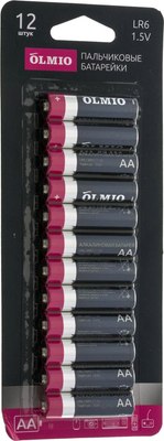 Комплект батареек Olmio AA/LR06 Alkaline (12шт) - 