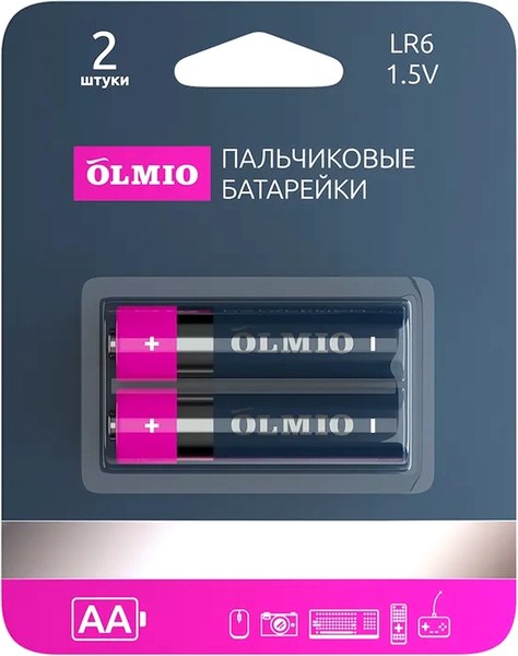 Комплект батареек Olmio AA/LR06 Alkaline (2шт)