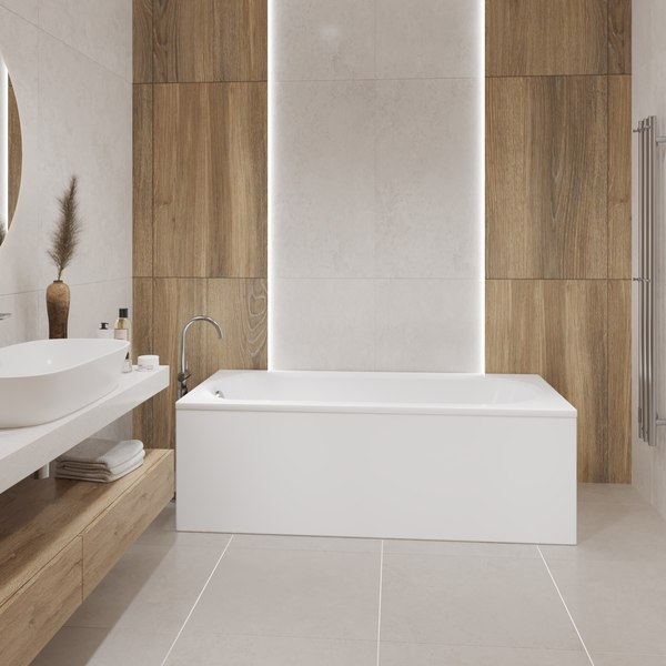 Ванна акриловая Lauter Haven 150 / 21202005 (с ножками, серым подголовником и белым лиц.экраном)