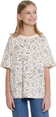 Футболка детская Mark Formelle 117843 (р.128-64, цветы на нежно-розовом) - 