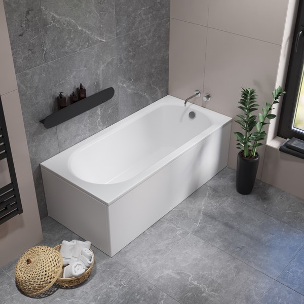 Ванна акриловая Lauter Haven 160 / 21202006 (с каркасом, серым подголовником и белым лиц.экраном)