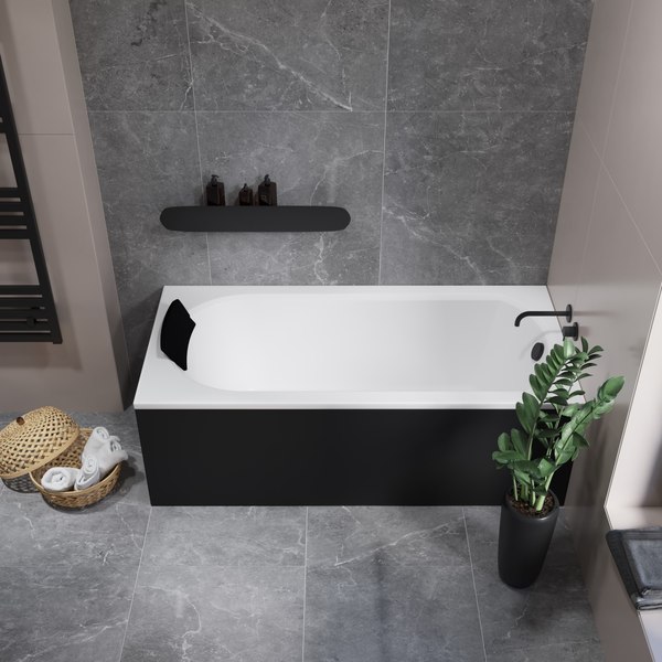 Ванна акриловая Lauter Haven 170 / 21202007 (с ножками, черным подголов, черным лиц. и торц. экранами)