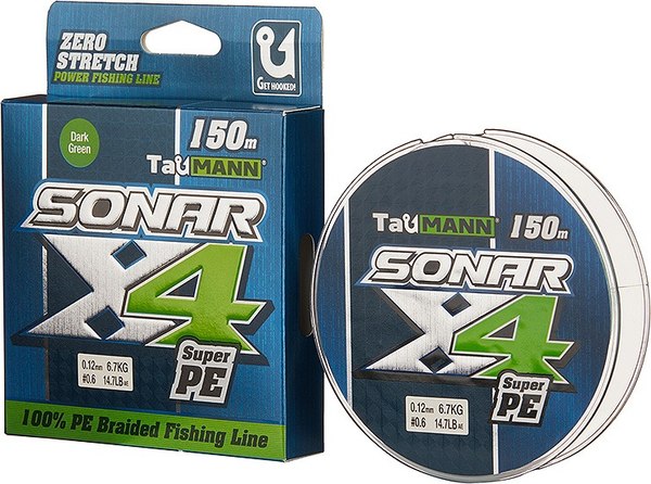 Леска плетеная TauMANN Sonar PE X4 150м 0.6 0.12м / 06249 (темно-зеленый)