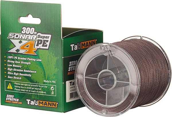 Леска плетеная TauMANN Sonar PE X4 300м 2.5 0.26мм / 06285 (темно-коричневый)