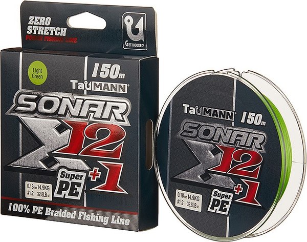 Леска плетеная TauMANN Sonar X12+1 PE 150м 1.2 0.18мм / 06303 (светло-зеленый)