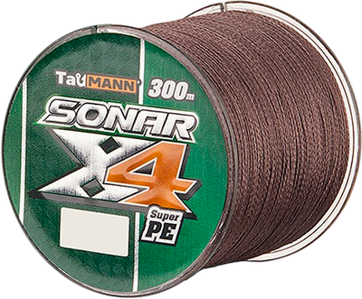 Леска плетеная TauMANN Sonar PE X4 300м 0.6 0.12мм / 06279 (темно-коричневый) - 