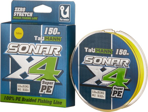 Леска плетеная TauMANN Sonar PE X4 150м 2.5 0.26мм / 06271 (желтый)