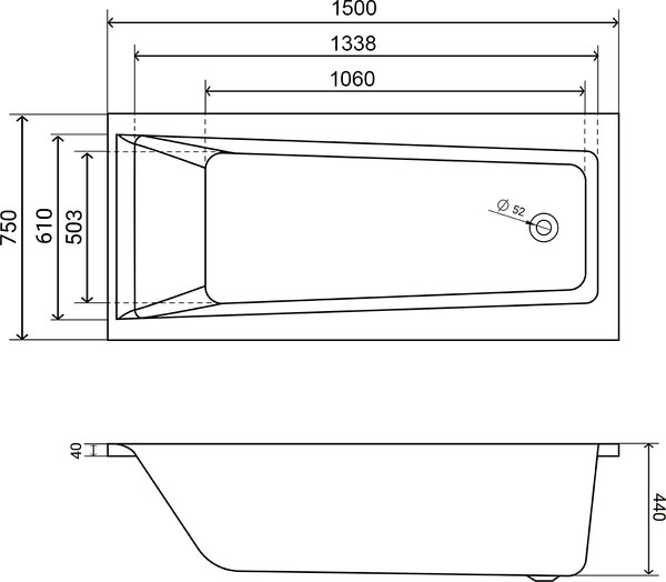 Купить Ванна акриловая Lauter Versailles 150x75 / 21070050 в Бобруйске
