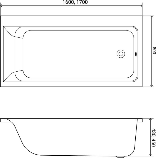 Ванна акриловая Lauter Seraphina 170x80 / 2112170R (с каркасом, лицевым и торцевым экранами)