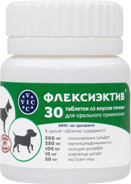 Таблетки для лечения опорно-двигательного аппарата у животных Doctor VIC Флексиэктив (30 таблеток)