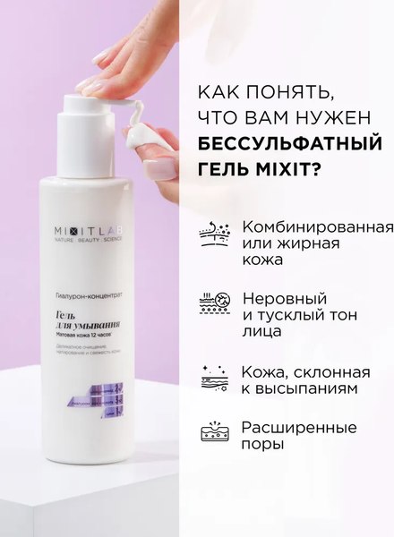 Гель для умывания MIXIT Your Skin с ниацинамидом и цинком для жирной кожи (250мл)