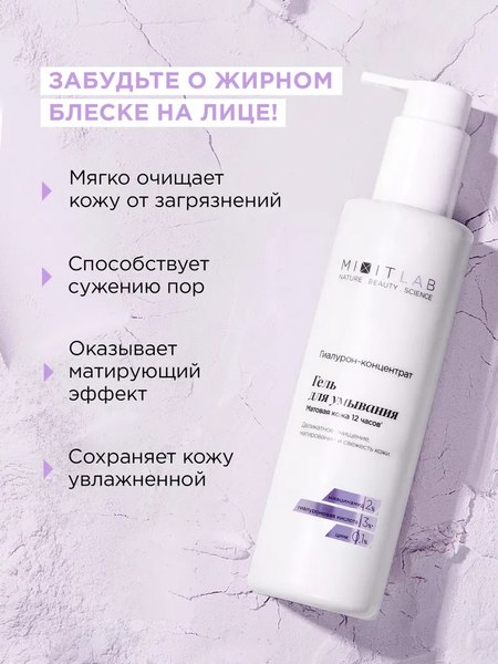 Гель для умывания MIXIT Your Skin с ниацинамидом и цинком для жирной кожи (250мл)
