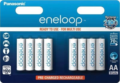 

Комплект аккумуляторов, Eneloop AA 1900 8BP / BK-3MCCE/8BE