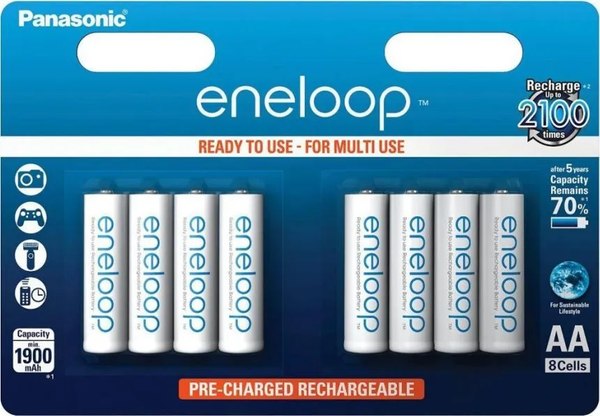 Комплект аккумуляторов Panasonic Eneloop AA 1900 8BP / BK-3MCCE/8BE
